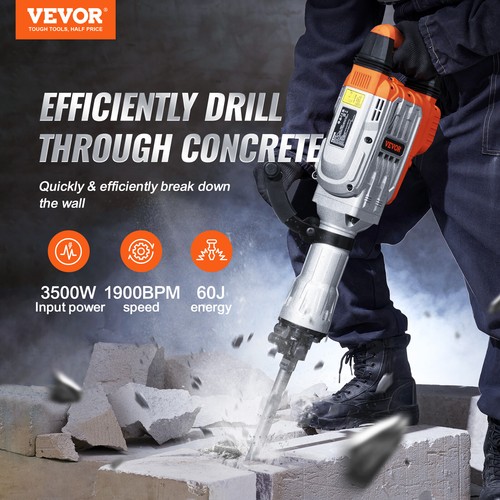 VEVOR Martillo de Demolición 3500 W Martillo Demoledor con 2 Puntas de Cincel - Imagen 2 de 12