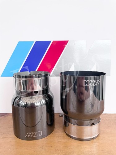 70mm M PERFORMANCE LOGO 3.75" SHADOW BLACK EXHAUST TIPS 535 635 X4 640 M2 M3 M4 - Picture 4 of 4