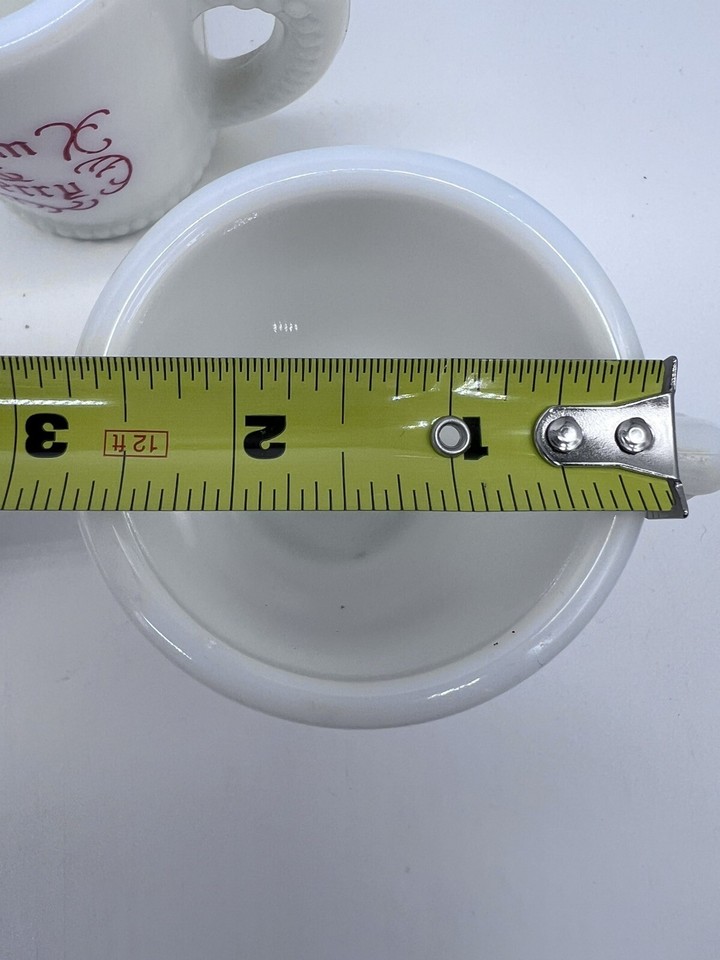 4 McKee Tom and Jerry White Milk Glass Christmas Holiday Coffee Cup Mug