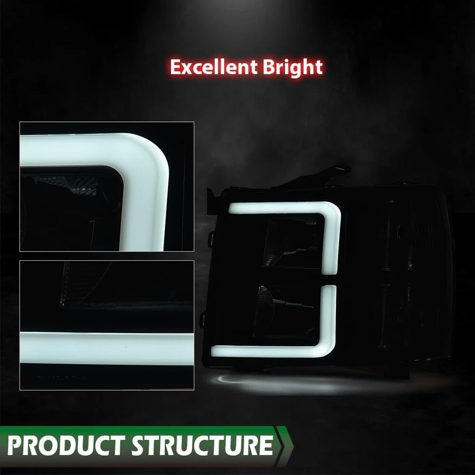 Новый для 2007-2013 Chevy Silverado 1500 2500HD черный / дым фары светодиодная трубка - Изображение 4 из 4