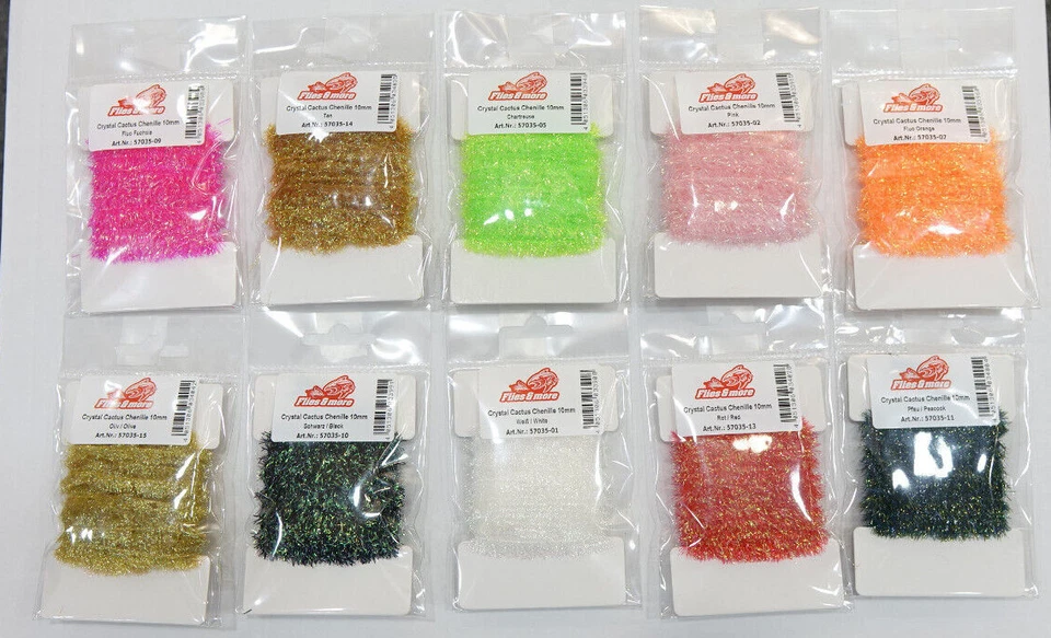 Crystal Cactus Chenille Ø10mm Flies & more 12 Farben MULKKIS SEATROUT FLY