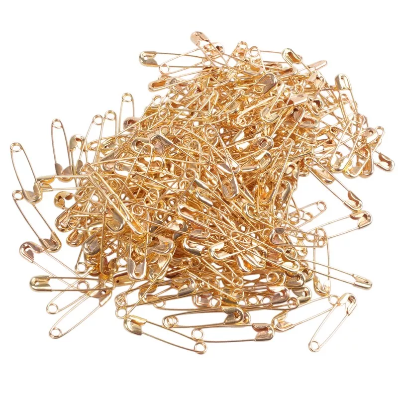 300X Small Safety Pins Gold Color 18mm Brass Metal Sewing Craft Mini Pins