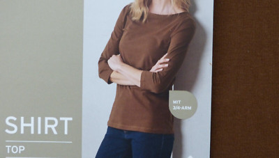 TCM Tchibo Damen Slim Fit Shirt Top Bluse mit 3/4-Arm Neu