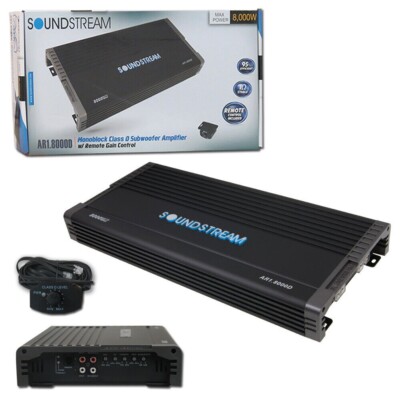 SOUNDSTREAM AR1.8000D Monoblock Amplifier – 8000 Watt Max, Class D, 1-Channel, Certified Refurbished