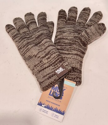 Muk Luks Men's Fossil/iron Oxide Warm & Cozy Acrylic Knit Gloves NEW!
