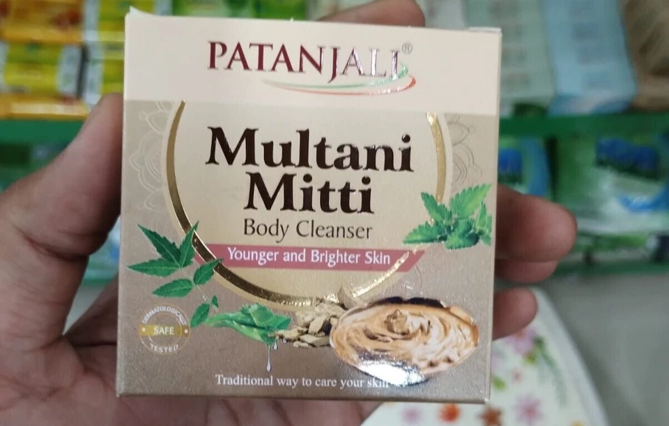 Limpador Corporal Patanjali Multani Mitti removendo secura e rugosidade (pacote com 5) - Imagem 2 de 4