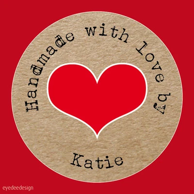 EYEDEEDESIGN Personalised Red heart Hand Made By Shabby Chic Vintage Birthday Stickers 651