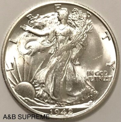 1942 S Walking Liberty Half Dollar From OBW Roll Estate CH-GEM Bu