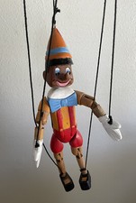 Vintage Hand Painted Carved Wooden Solid Marionette Puppet Pinocchio 17 inch