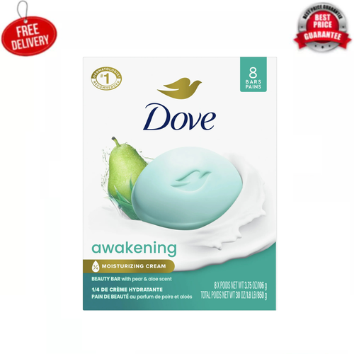 Dove Awakening Gentle Beauty Bar Soap All Skin Type, Pear and Aloe, 3.75 oz NEW - Picture 1 of 12