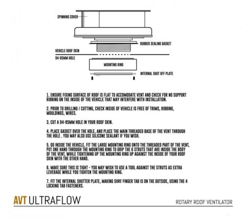 FLOWROTOR Wind Driven Rotating Van Roof Vent - Low Profile Spinning Roof Fan 4x4 - Picture 7 of 7