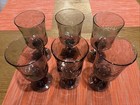 Vintage  “Smoke” Glass Goblets Set Of 6