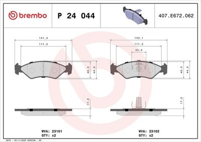 Bremsbelagsatz Vorne Teves-System für Ford Courier F3L F5L Fiesta FVD III 89-00