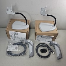 Lot of 2x CODE model CR1500 Barcode Scanner w/ Stand, Cable & Box
