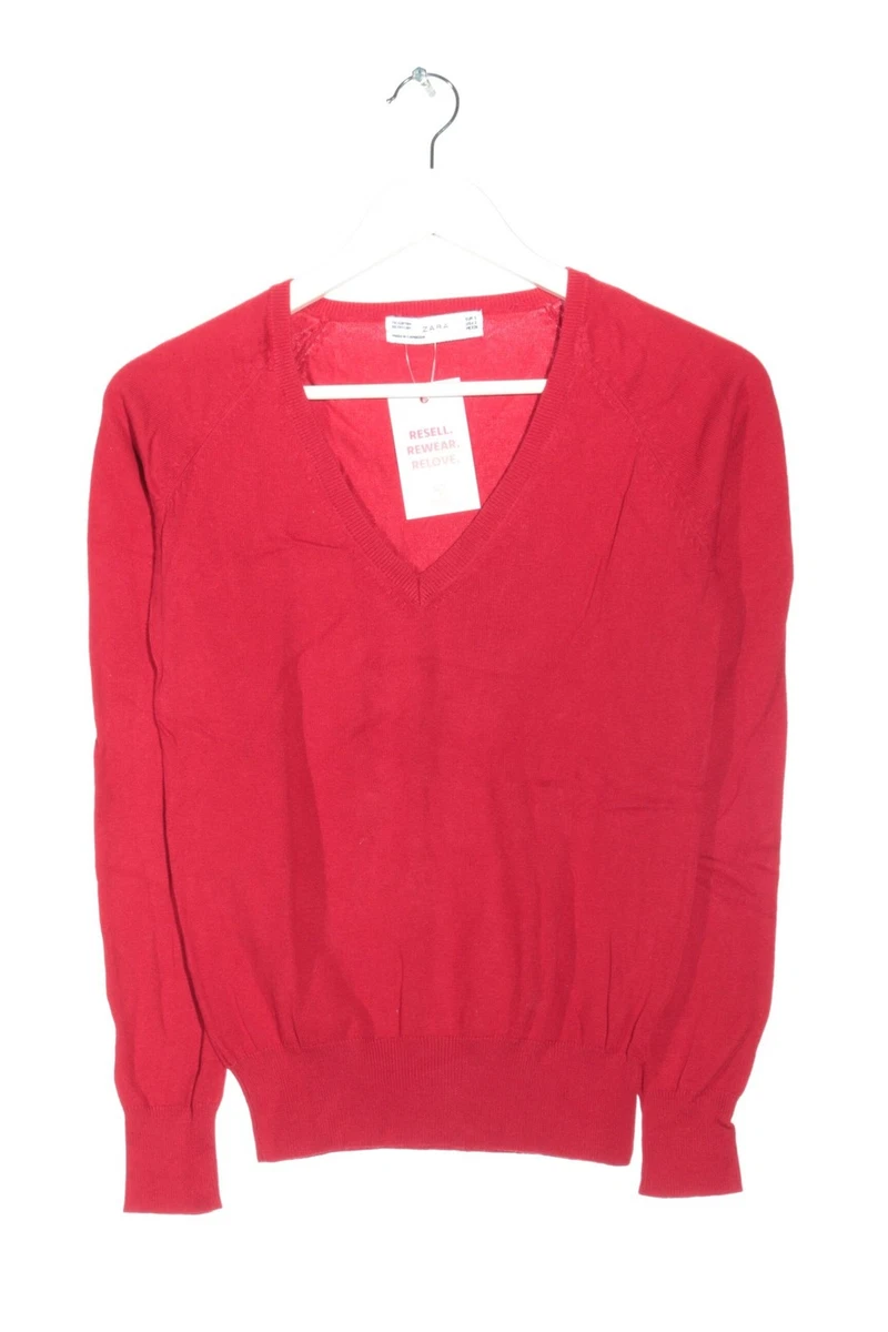 Pull Zara noir & rouge à rayures M - Vêtements