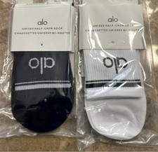 ALO Yoga Two-Pack Unisex Half-Crew Athletic Socks in Black  White-Size S