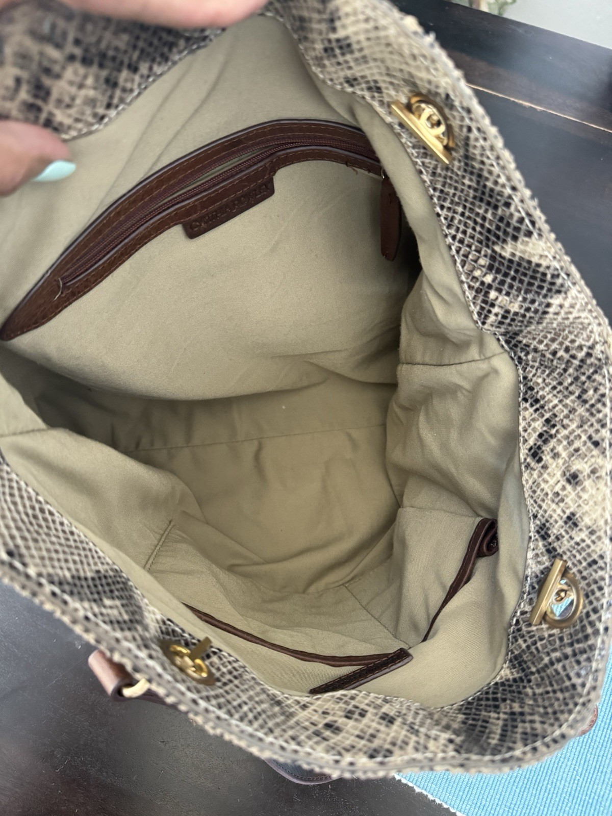 Cynthia Rowley leather python snake print Tote Bag - image 3