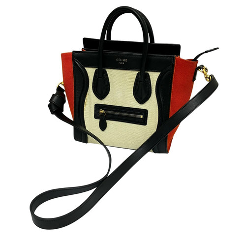 CELINE Luggage Nano Bag Beige Black Orange S-GA-A154