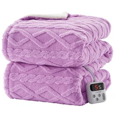 Electric Blanket Full Size Sherpa Heated Blanket with 10 Heating Levels 72"×84"
