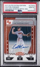 2021 PANINI ELITE EXTRA EDITION COLLEGE TICKETS OPTIC COLTON COWSER 61/99 PSA 10