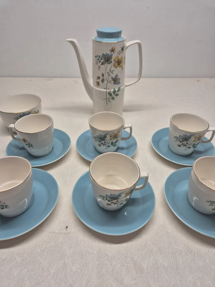 Empire Porcelain Staffordshire Coffee Pot With 6 Cups Saucer Creamer Floral - image 3 of 4