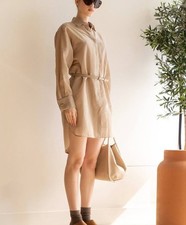 Max Mara Brioso 1490 Pinstripe Cotton  Silk Shirtdress size 8