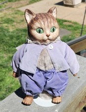 9.5" TOM KITTEN BEATRIX POTTER PORCELAIN PLUSH DOLL W/TAG STAND EDEN 1987 RARE