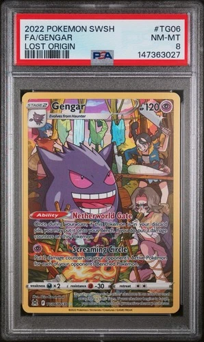 2022 POKEMON SWORD & SHIELD LOST ORIGIN #TG06 FULL ART/GENGAR PSA 8