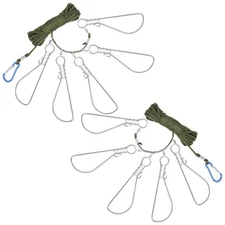 2 Sets Fishing Stringer Clip 16 Feet Rope Fish Holder with 5 Stainless Steel