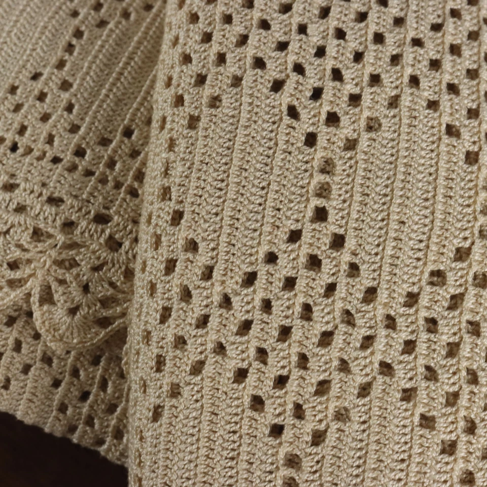 Couvre-Lit Ancien Coton Crocheté Italie XXe Siècle Original - Photo 2/4