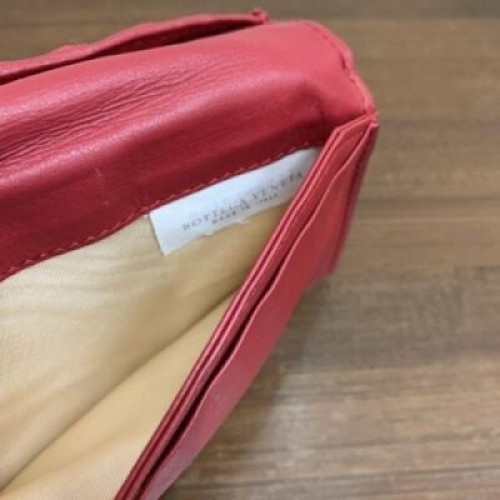BOTTEGA VENETA Intrecciato Leather Bi-Fold Flap Long Wallet Red #BW099 thumbnail 5