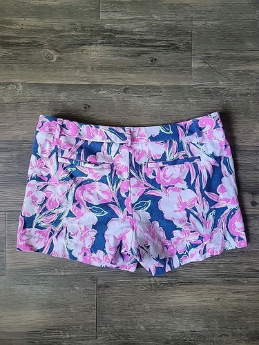 LILLY PULITZER pantaloncino rayon elasticizzato floreale rosa blu taglia 8 casual estivo - Foto 2 di 7
