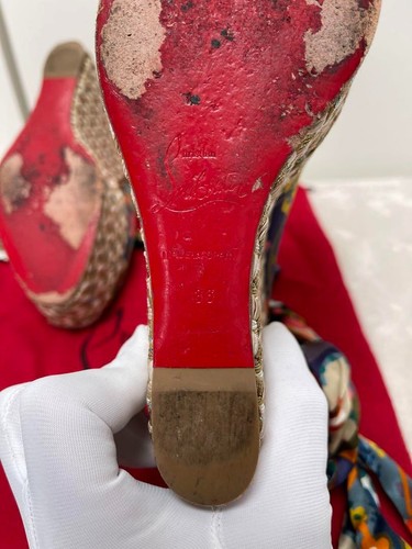 Christian Louboutin Sandalias Mules Tacón Multicolor EU36/US6 Auténticas de Japón - Imagen 3 de 5