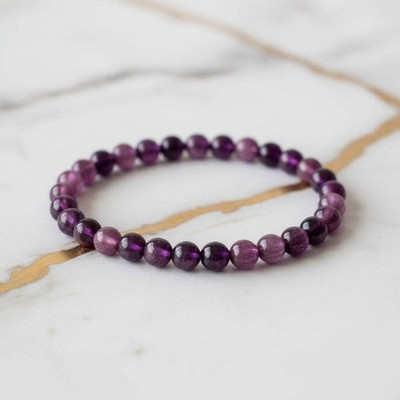 Lepidolith Kugelarmband 6mm - Edelstein Kristall Mineralien Heilstein Schmuck