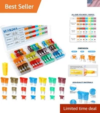 Professional 182PCS Auto Fuse Kit - All Sizes, Includes Fuse Puller for Easy Use