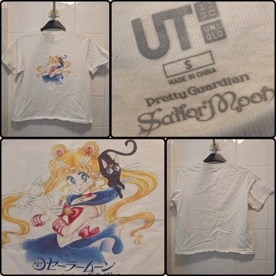 Uniqlo × Sailor Moon Collaboration T-Shirt Small White 2019 Relaxed Crop Tee 