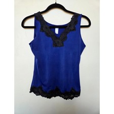 Flexees Maidenform Blue Lace Trim Shapewear Camisole Tank Top 3366 L