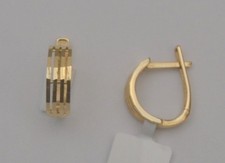 14K Yellow Gold Triple Row Hoop Earrings 12x13.5mm 1.7g Small Huggie Hoops