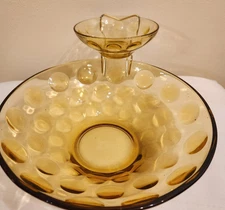 1960s Hazel Atlas Amber Chip and Dip Set W/Metal Clip In Original Box/ Paperwork