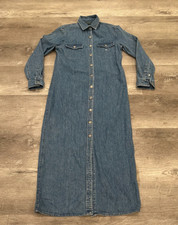Vintage Lauren Ralph Lauren Button Up Denim Shirt Dress Chic Womens 8