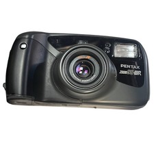 Pentax IQZoom Zoom 90 WR 35mm Point Shoot Film Camera Black w/ Case - Untested