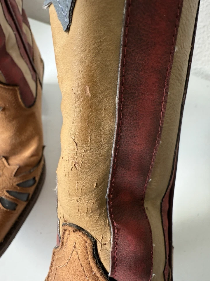 Botas Dingo Vintage Western Patriotic para mujer 6M. Rojo Crema Azul Foto 3 de 4