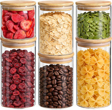 Comsaf Glass Storage Containers with Lids, Set of 6 Jars 0.6Qt/1Qt/1.5Qt 