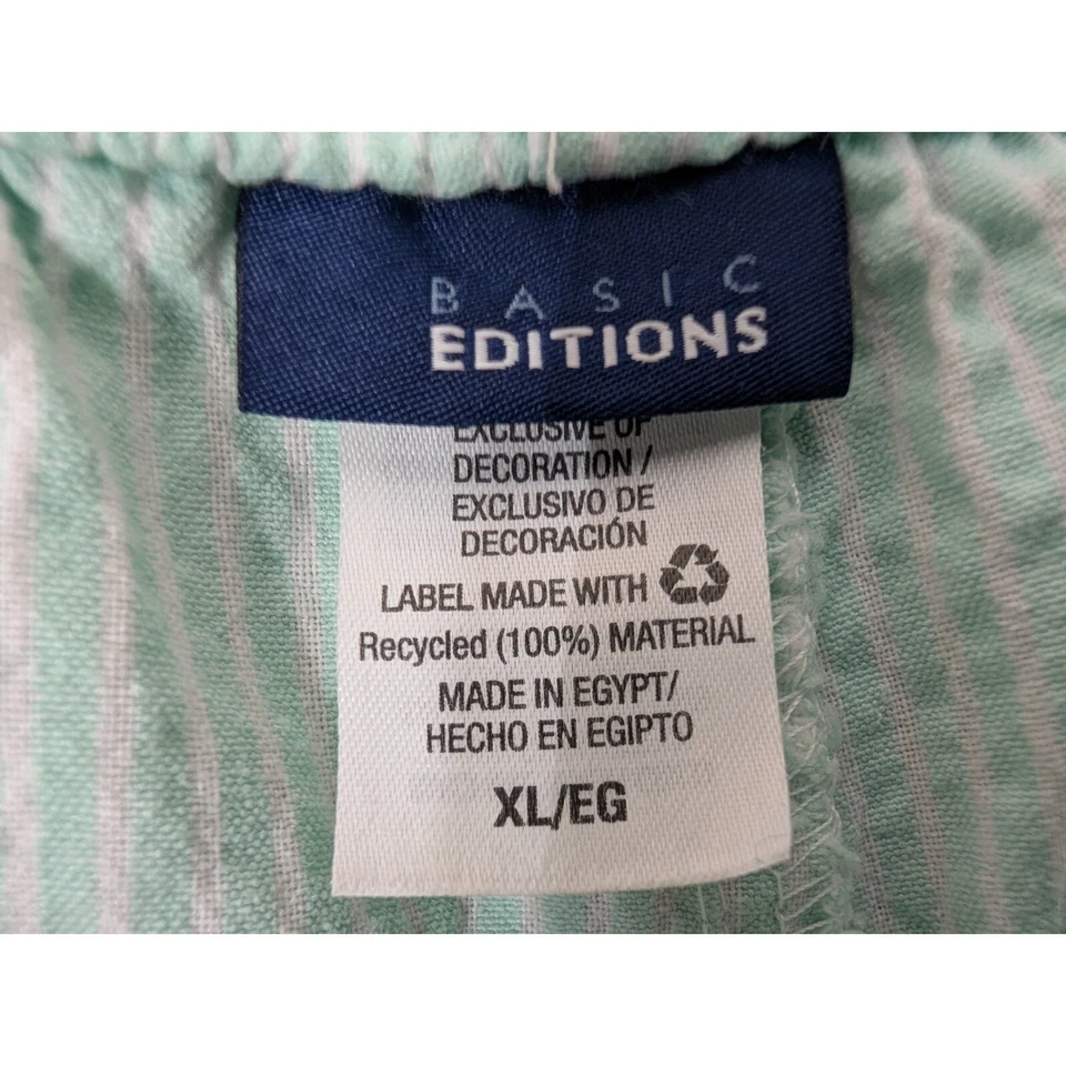 Calça Seersucker Feminina Basic Editions Verde Perfeito Tamanho XL Listra Capri Casual - Imagem 2 de 4