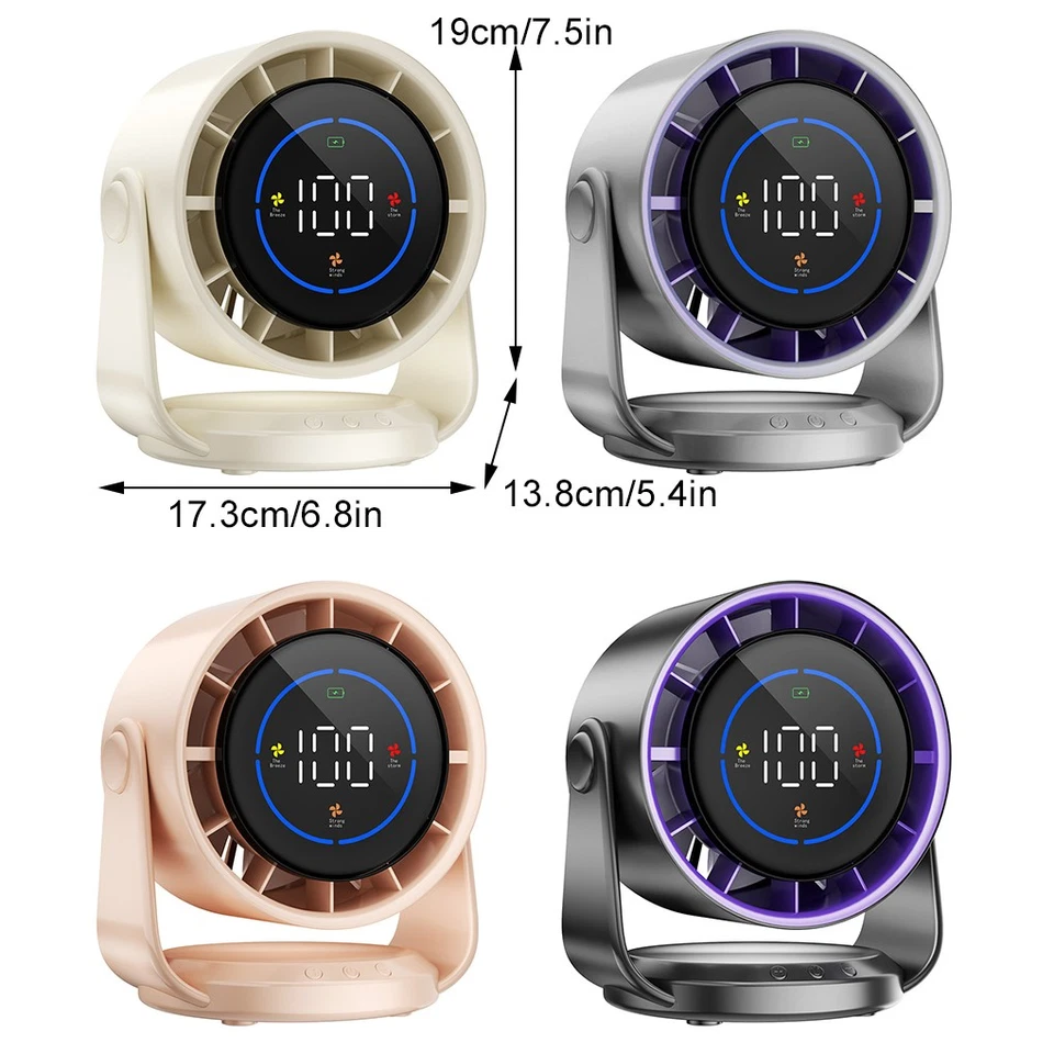 Portable Mini Fan With Silent Built-in 4000 Mah Polymer Battery - image 2 of 4