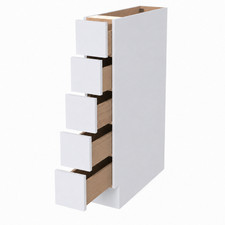 6" W Narrow Kitchen Cabinet with 5 Drawers Solid Wood Drawer Cabinet 24D x 34H