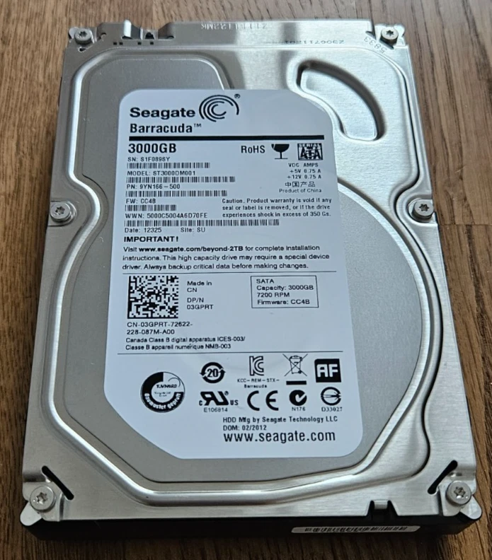 Seagate Barracuda HDD 3TB Festplatte ST3000DM001 - SATA 3,5" 7200rpm - SMART ok