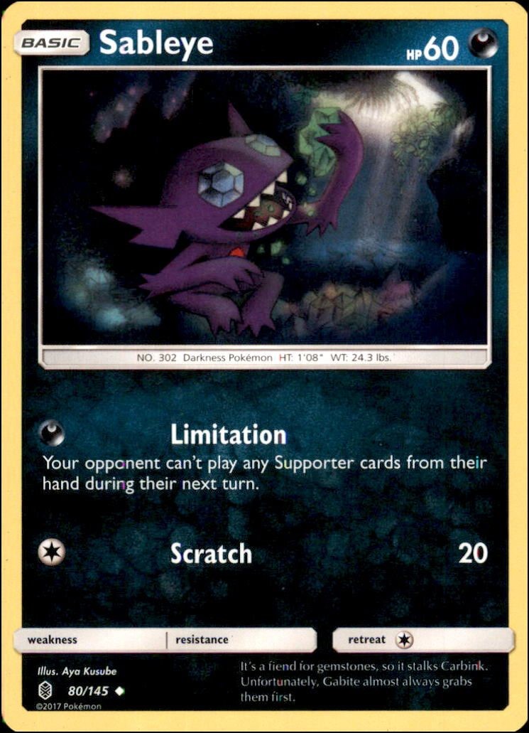 Pokemon - Sableye #80/145 - SM - Guardians Rising Uncommon