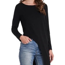 Vince Camuto Womens Ivory Cut Out Asymmetrical Tunic Top Black Size M NWT