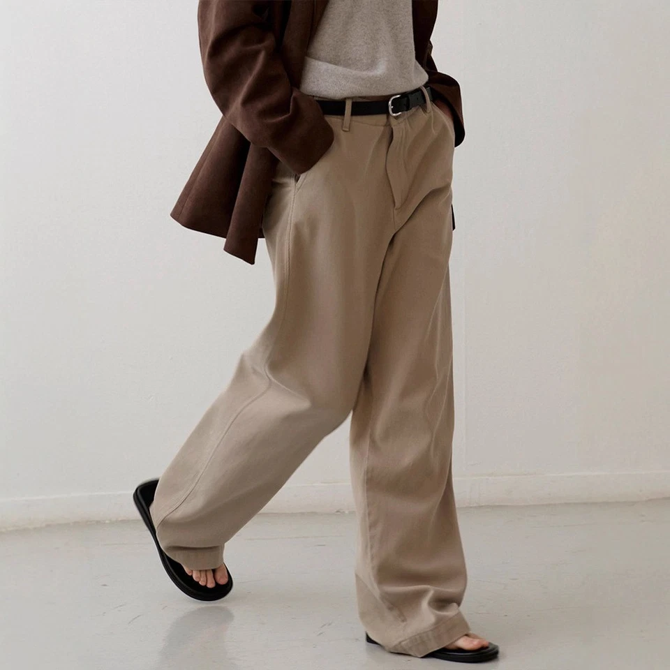 Pantalones informales largos de pierna ancha finos cintura alta otoño THE ROW para mujer Foto 3 de 4